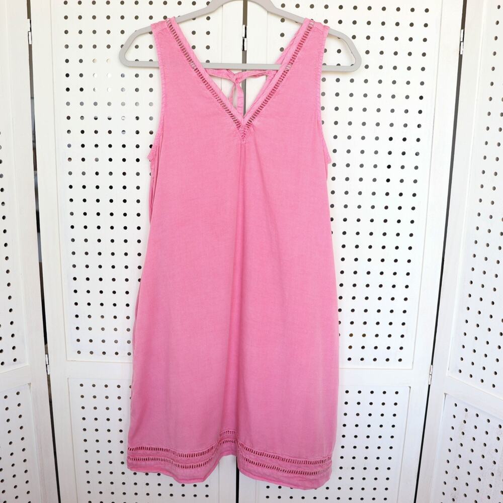 Susina Pink Summer Dress Tank Top Tie Back Beach Casual Womens SIZE S